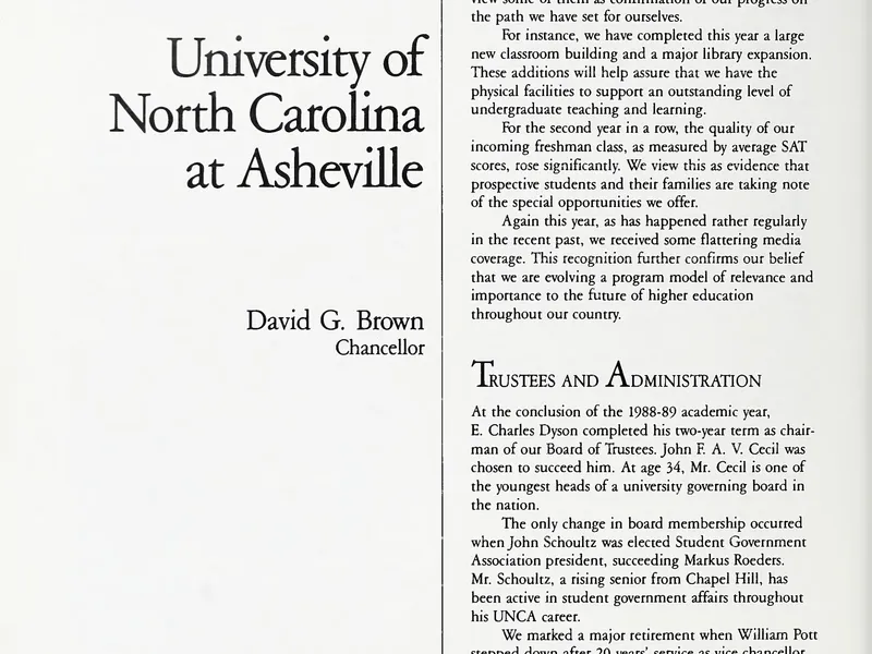 1989-1990 UNCA From UNC President Report